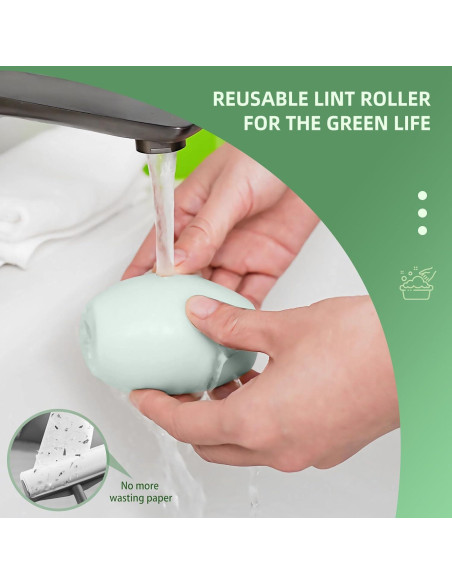 Paquete de 2 Rodillos de Pelusa Reutilizables Kearning Verde