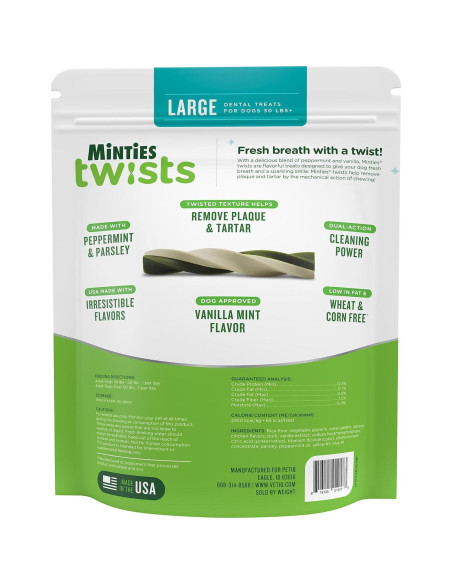 Golosinas Dentales Minties Twists VetIQ 680g para Perros +18kg