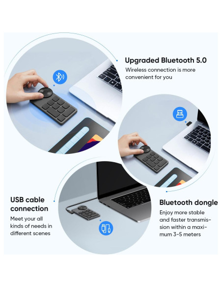 Teclado Inalámbrico XP-PEN Mini Keydial ACK05 Bluetooth 1000mAh