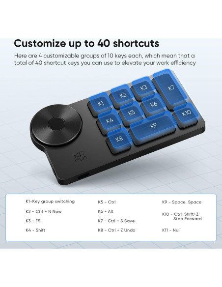 Teclado Inalámbrico XP-PEN Mini Keydial ACK05 Bluetooth 1000mAh