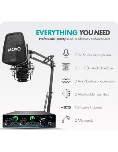 Kit de Micrófono Profesional Movo VSM-5 con Interfaz MDX-1