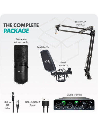 Kit de Micrófono Profesional Movo VSM-5 con Interfaz MDX-1