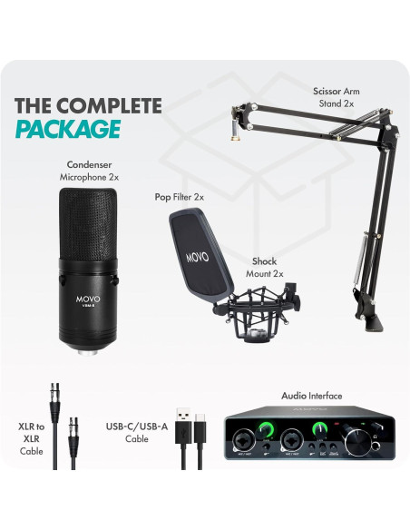 Kit de Micrófono Profesional Movo VSM-5 con Interfaz MDX-1