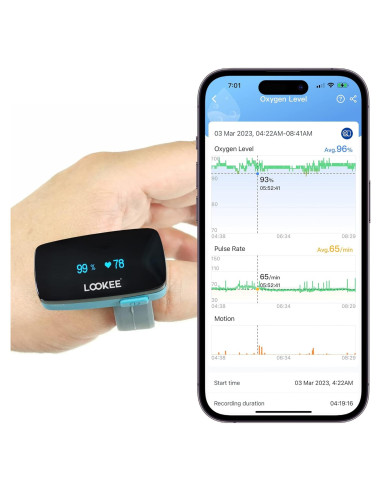 LOOKEE Anillo Oxímetro de Pulso - Monitor de Oxígeno Portátil