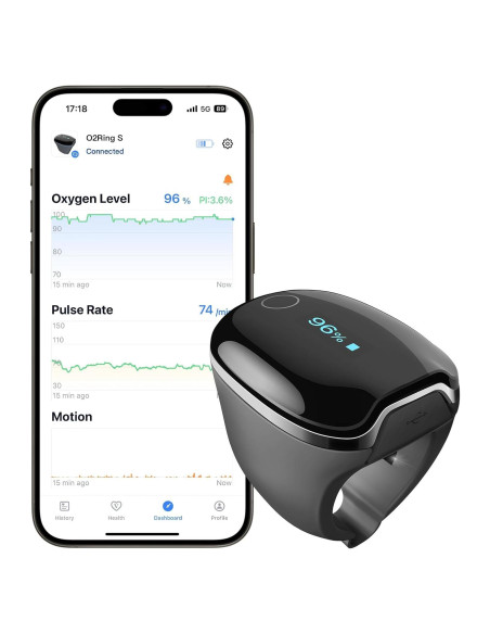 Oxímetro de Pulso Wellue O2Ring-S Bluetooth con Vibración