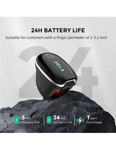 Oxímetro de Pulso Wellue O2Ring-S Bluetooth con Vibración