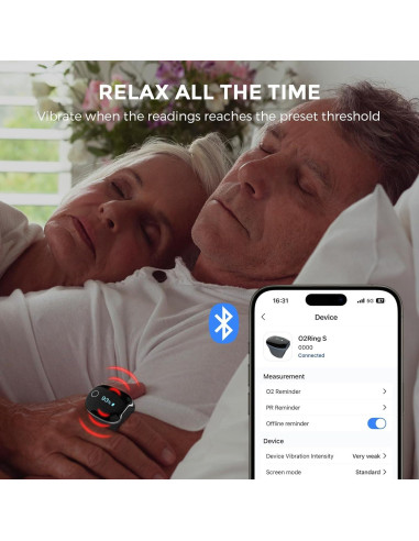 Oxímetro de Pulso Wellue O2Ring-S Bluetooth con Vibración