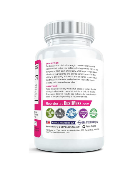Píldoras Aumento Senos BustMaxx 60 Cápsulas Naturales