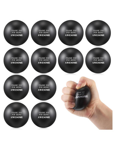 Lenwen 12 Pelotas de Estrés Motivacionales 6.3 cm Negro