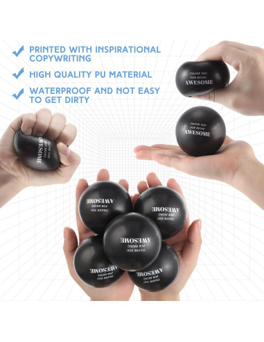 Lenwen 12 Pelotas de Estrés Motivacionales 6.3 cm Negro