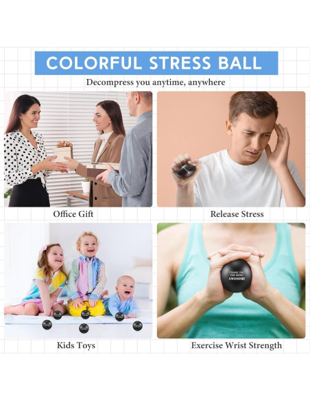 Lenwen 12 Pelotas de Estrés Motivacionales 6.3 cm Negro