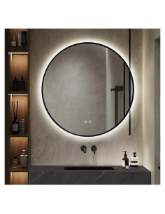 Espejo de Baño LED Redondo Niccy 76cm Anti-Vaho Negro