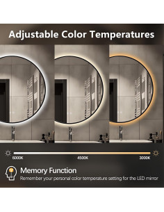 Espejo de Baño LED Redondo Niccy 76cm Anti-Vaho Negro 2