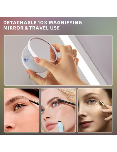 Espejo de Tocador FENCHILIN LED 57.9x45.7 cm Blanco