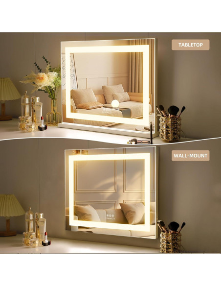 Espejo de Tocador FENCHILIN LED 57.9x45.7 cm Blanco