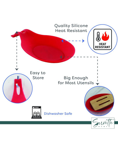 Soporte de Cuchara de Silicona Servette Home Rojo 20x10 cm