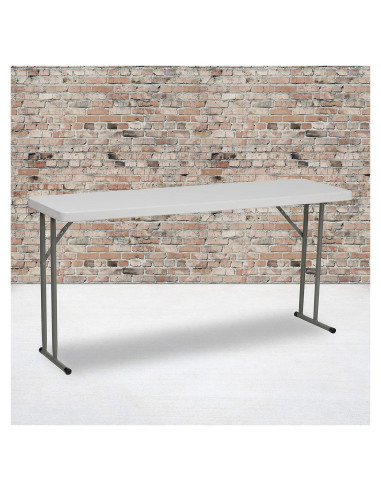 Mesa Plegable Rectangular EMMA + OLIVER 1.8m Blanco Granito