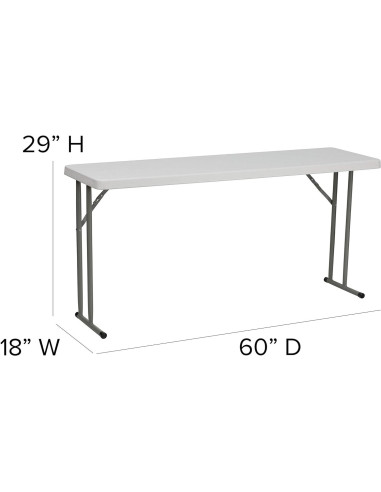 Mesa Plegable Rectangular EMMA + OLIVER 1.8m Blanco Granito