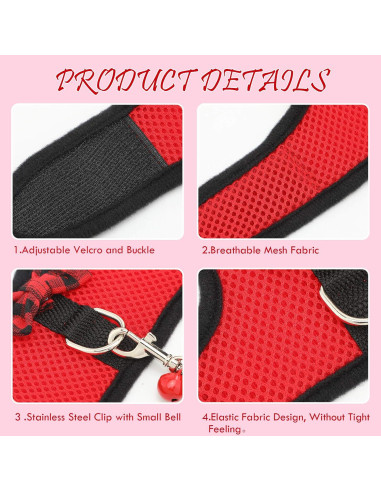 Arnés para Cobayas y Conejos SATINIOR con Correa y Campana S