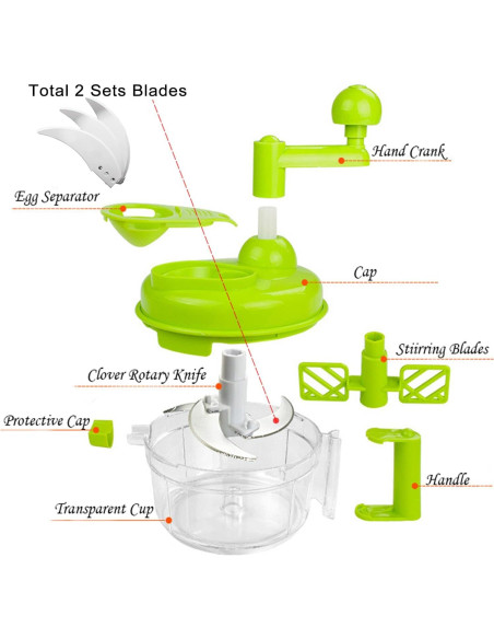 Procesador de Alimentos Manual Tenta Kitchen 1200 ml Verde