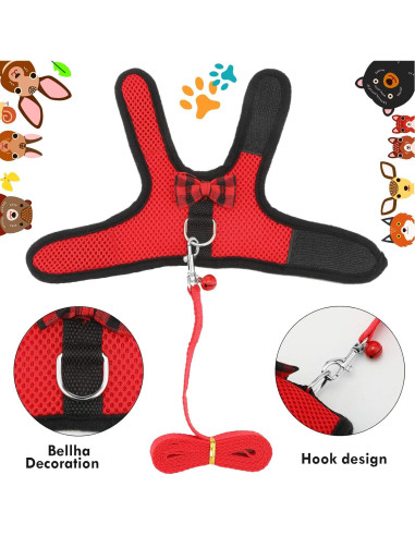 Arnés para Cobayas y Conejos SATINIOR con Correa y Campana S