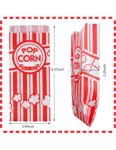 Bolsas de Papel para Palomitas Essenya 500 Piezas 28g