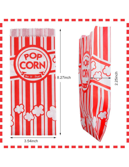 Bolsas de Papel para Palomitas Essenya 500 Piezas 28g