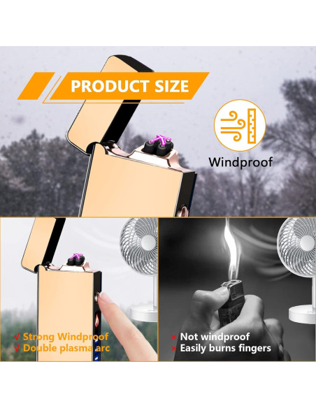 Encendedor Arc GADATOP Recargable a Prueba de Viento Oro