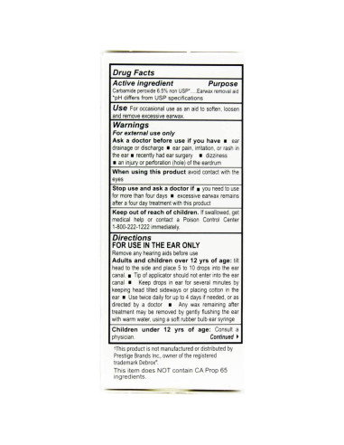 Gotas para Oídos Major 15mL Peróxido de Carbamida 6.5%