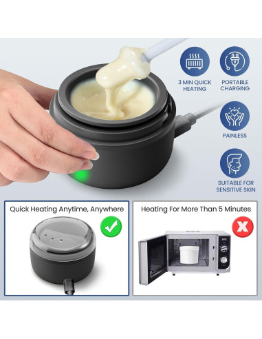 Kit de Cera para Nariz y Oídos Suerbeaty 100g USB Calentamiento