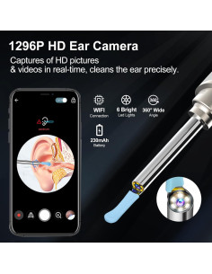 Kit de limpieza de oídos Edicc Y13 con cámara HD 1296P 2