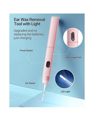 Kit de Limpieza de Oídos TEYIYES con Luz Recargable 7 Piezas