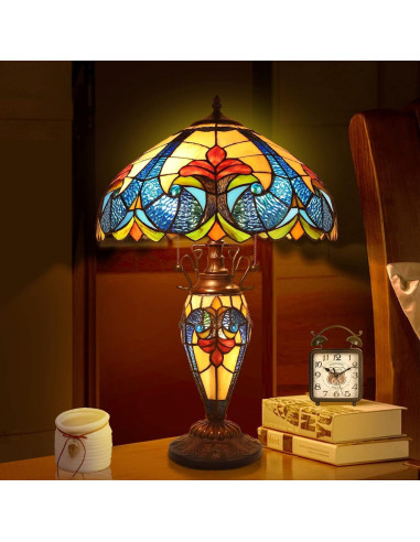 Lámpara de Mesa Tiffany Pterying 61 cm Vintage con 3 Bombillas LED