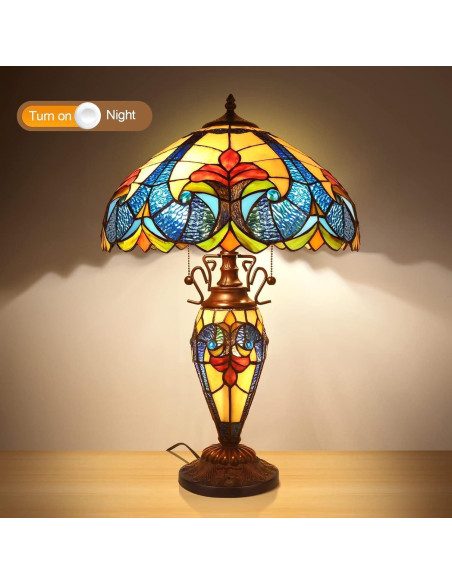 Lámpara de Mesa Tiffany Pterying 61 cm Vintage con 3 Bombillas LED