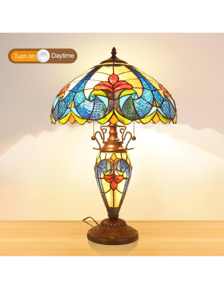 Lámpara de Mesa Tiffany Pterying 61 cm Vintage con 3 Bombillas LED