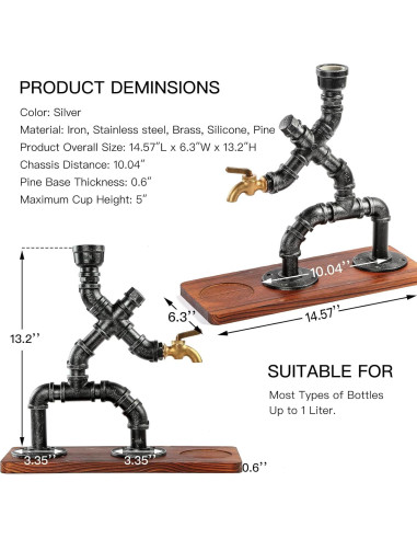 Dispensador de Licor Steampunk Vida Brillante 1L Plata