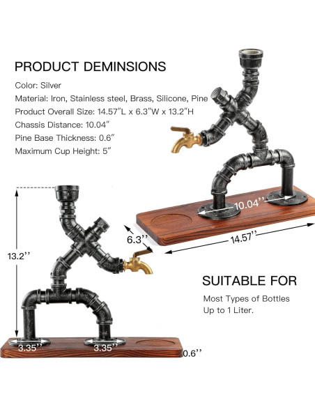 Dispensador de Licor Steampunk Vida Brillante 1L Plata