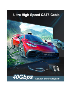 Cable Ethernet HUGIN CAT8 0.91m 2 Paquete Alta Velocidad 2