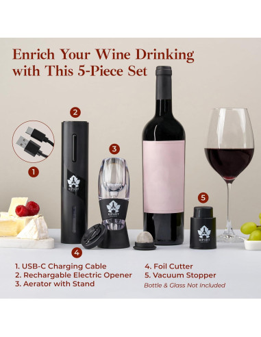 Juego de Sacacorchos Eléctrico SipArt Mastery 5 en 1