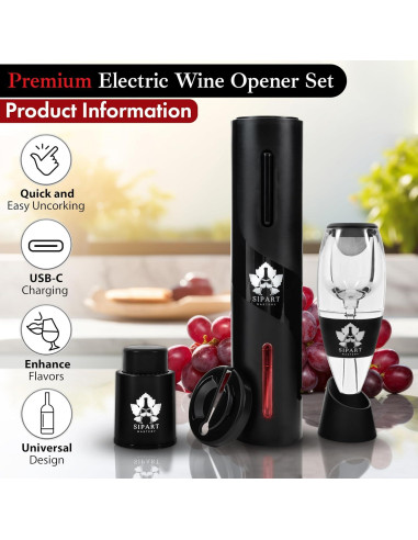 Juego de Sacacorchos Eléctrico SipArt Mastery 5 en 1