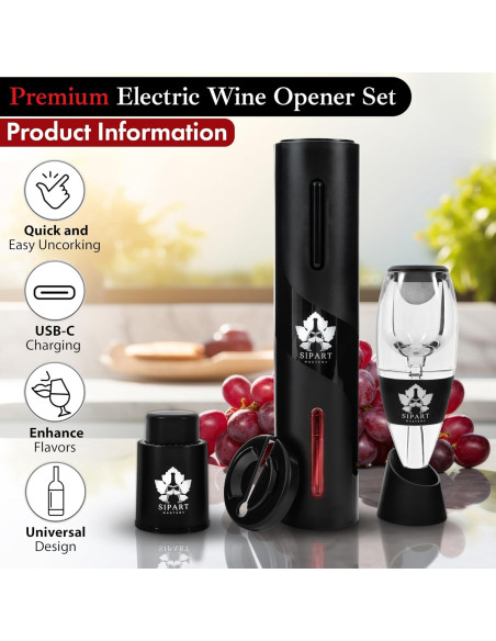 Juego de Sacacorchos Eléctrico SipArt Mastery 5 en 1