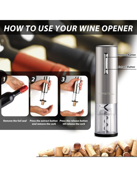 Abridor de Vino Eléctrico WINETELL Recargable 286g