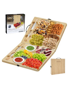 Juego de Tablas de Charcutería QooWare de Bambú Plegable 1.74kg