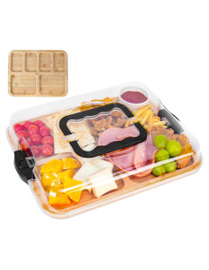 Tabla de Charcutería Huaxus con Tapa y 6 Compartimentos