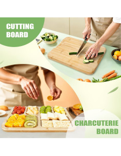 Tabla de Charcutería Huaxus con Tapa y 6 Compartimentos 2