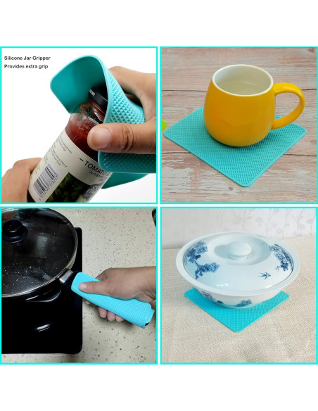 Juego de 4 Almohadillas Abridor Tarros Silicona Otstar 15x15 cm