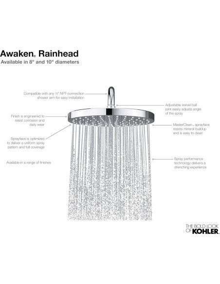 Ducha de Lluvia KOHLER 76464-Y-CP 22 cm Cromo Pulido