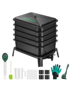 Contenedor de Compostaje VIVOSUN 50L 5 Capas para Lombrices