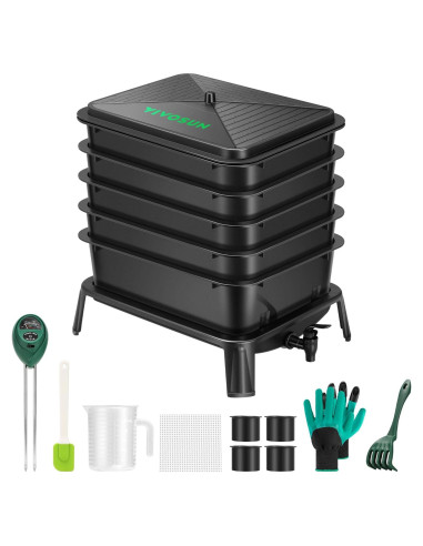 Contenedor de Compostaje VIVOSUN 50L 5 Capas para Lombrices