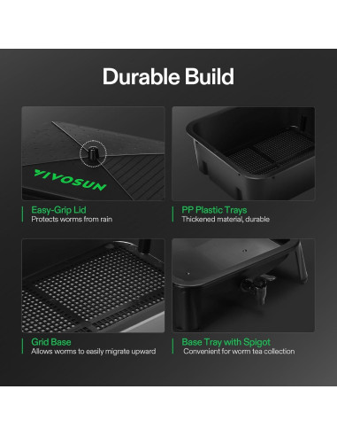 Contenedor de Compostaje VIVOSUN 50L 5 Capas para Lombrices